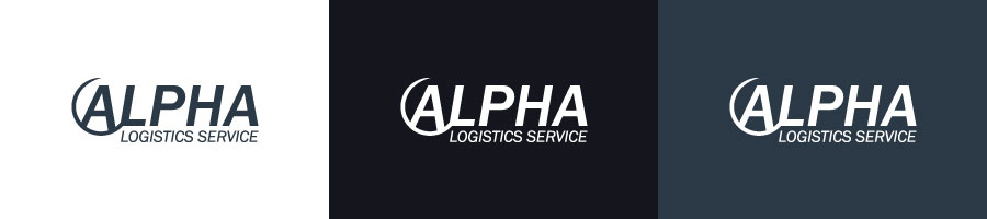 alpha logistics logo on light and dark backgrounds