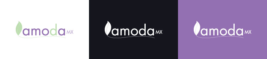 Amoda mx logo on light and dark backgrounds