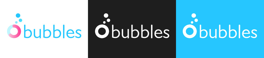 bubbles logo on light and dark backgrounds