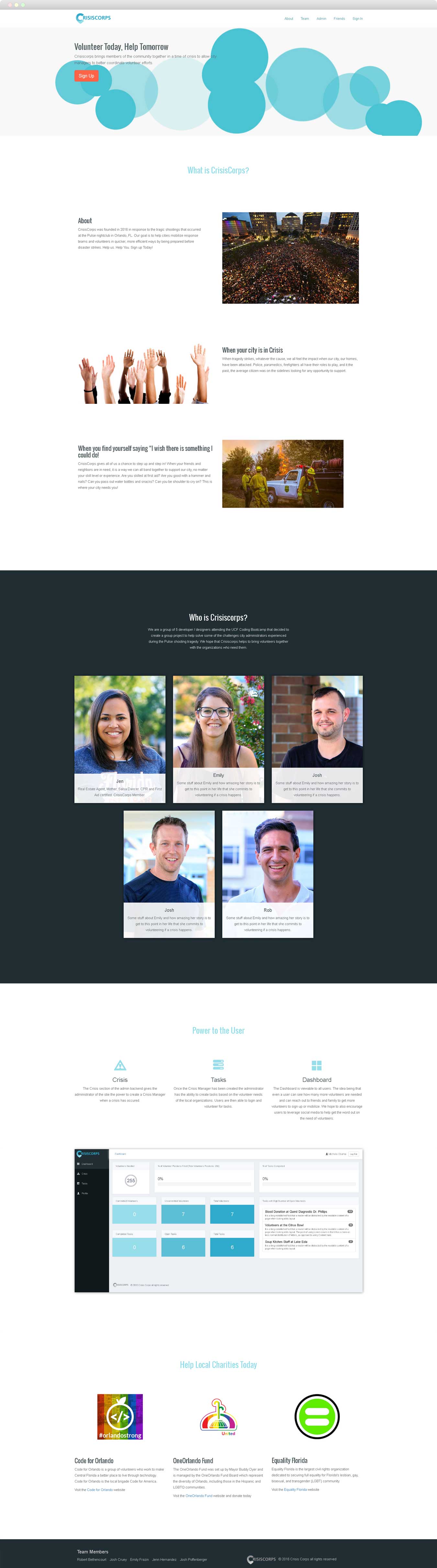 screen shot of full CrisisCorps home page