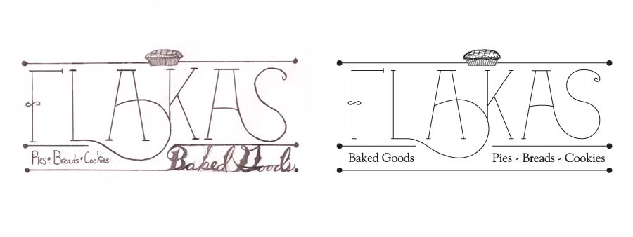 pencil and paper logo sketch next to final digital logo